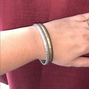 Set of two bangle bracelets, silver and gold